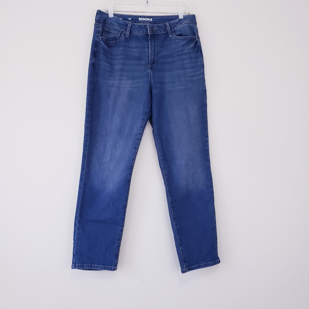 Sonoma High Rise Straight Jeans Dark Wash 12 Regular 12R - Picture 8 of 11